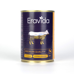 Eravida влажный корм для взрослых собак с кусочками говядины, в консервах - 400 г х 6 шт