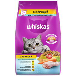 Whiskas сухой корм для стерилизованных кошек с курицей и вкусными подушечками - 1,9 кг