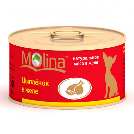 Molina влажный корм для взрослых собак с цыпленком в желе в консервах - 85 г х 12 шт