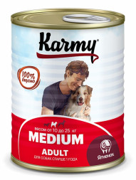 Karmy Medium Adult влажный корм для взрослых собак средних пород с ягненком, в консервах - 340 г х 12 шт