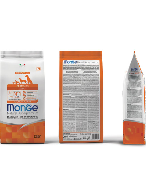 Monge Dog Speciality сухой корм для взрослых собак всех пород с уткой, рисом и картофелем 2,5 кг