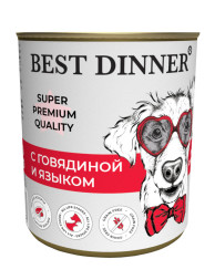 Best Dinner Super Premium консервы для собак с говядиной и языком - 340 г х 6 шт