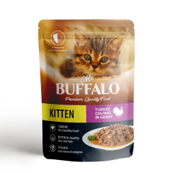 Mr.Buffalo Kitten влажный корм для котят, индейка на пару в соусе, в паучах - 85 г х 28 шт