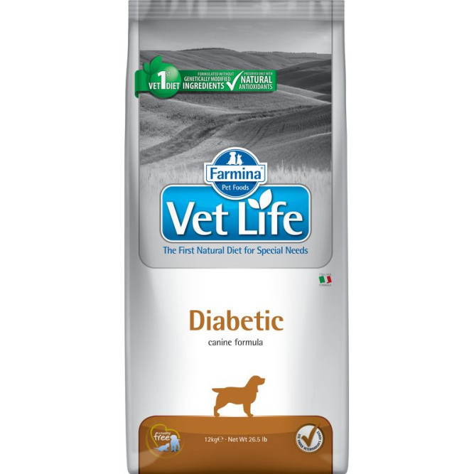 Farmina Vet Life Dog Diabetic сухой корм для взрослых собак с сахарным диабетом - 12 кг. СРОК ГОДНОСТИ ДО 30.06.2026
