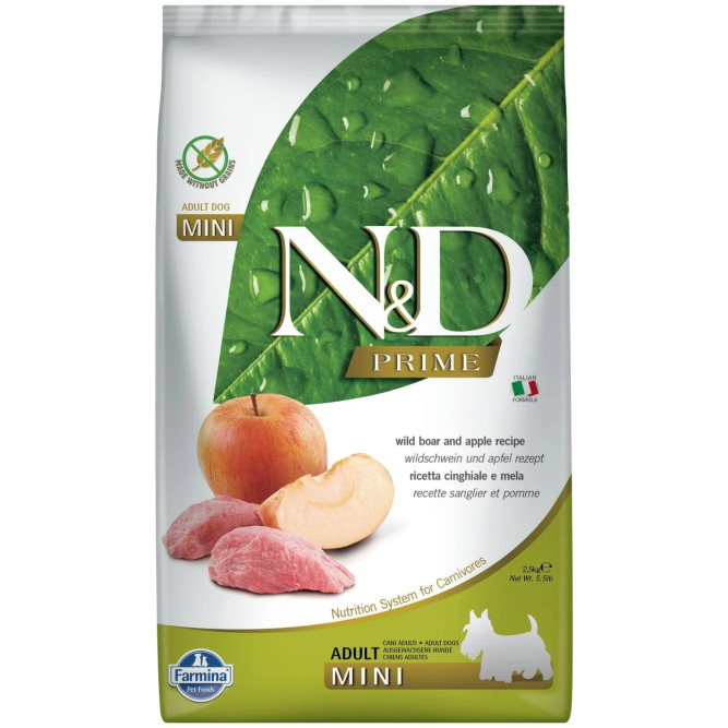 Farmina N&amp;D Prime Dog Boar &amp; Apple Adult Mini сухой беззерновой корм для взрослых собак мелких пород с мясом кабана и яблоком - 2,5 кг