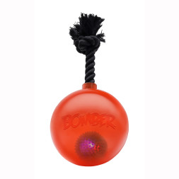 Hagen Bomber мяч светящийся с ручкой на веревке оранжевый для собак 17 см