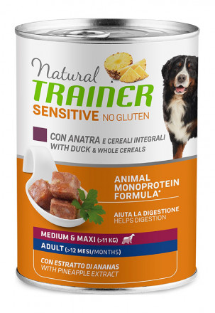 Trainer Natural Sensitive Medium&amp;Maxi Adultвлажный безглютеновый корм для взрослых собак средних и крупных пород с уткой - 400 г (24 шт в уп)