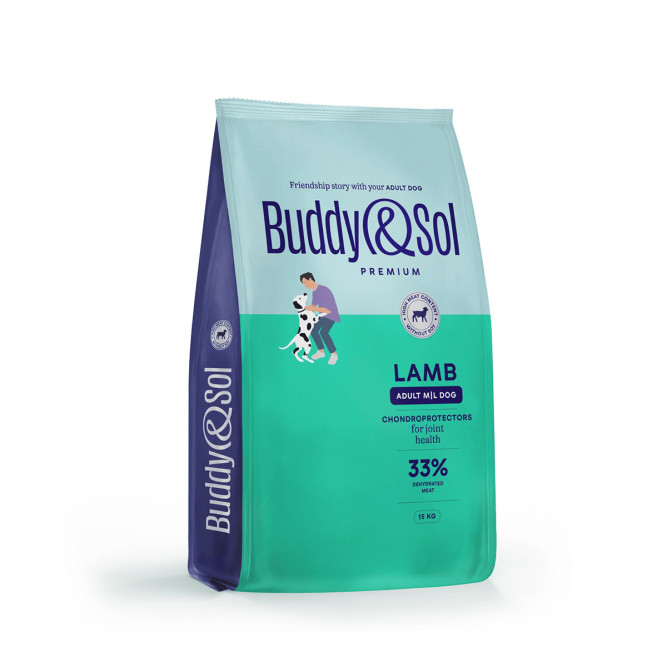 Buddy&amp;Sol Premium Adult M/L Dog сухой корм для взрослых собак средних и крупных пород с ягнёнком - 15 кг