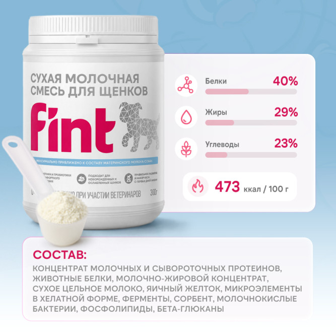 FINT сухая молочная смесь для щенков всех пород - 300 г