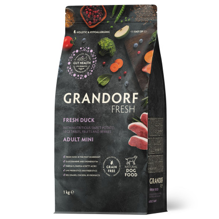 Grandorf Fresh Dog Adult Mini Duck&amp;Sweet Potato сухой корм для взрослых собак мелких пород с уткой и бататом - 1 кг