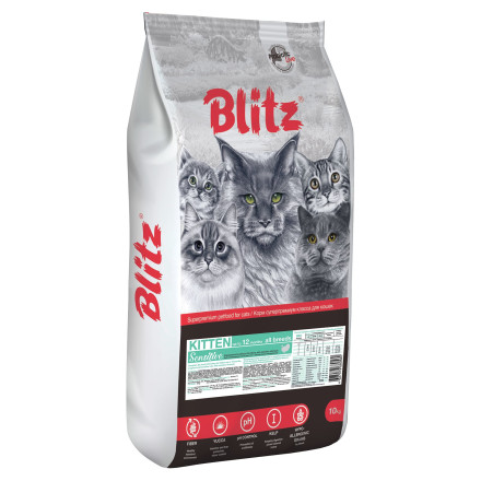 Blitz Sensitive Kitten сухой корм для котят с индейкой - 10 кг
