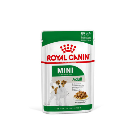 Royal Canin Mini Adult влажный корм для взрослых собак мелких пород старше 10 месяцев, кусочки в соусе, в паучах - 85 г х 28 шт