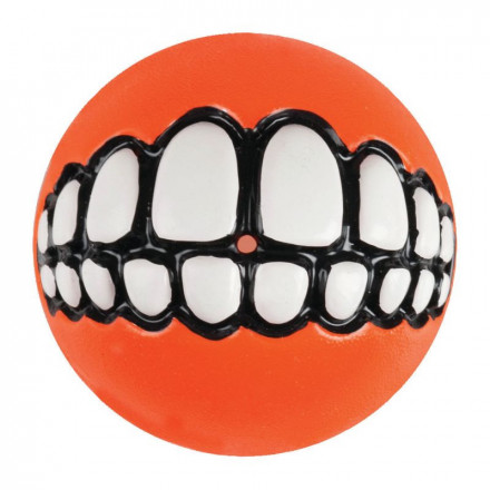 Игрушка для собак ROGZ Grinz M мяч с принтом &quot;зубы&quot; и отверстием для лакомства Оранжевый - 64 мм