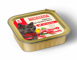 Statera полнорационный влажный корм для взрослых кошек мясной паштет с ягненком, в ламистерах - 100 г х 16 шт