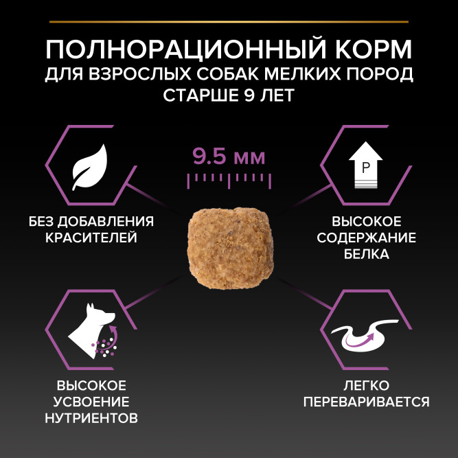 Pro Plan Small &amp; Mini Adult 9+ сухой корм для пожилых собак мелких и карликовых пород старше 9 лет с курицей - 700 г