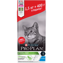 Pro Plan Cat Adult Sterilised сухой корм для стерилизованных кошек с кроликом - 1,5 кг + 400 г в подарок