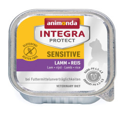 Animonda Integra Protect Sensitive влажный корм для взрослых кошек при пищевой аллергии c ягненком и рисом в консервах - 100 г (16 шт в уп)
