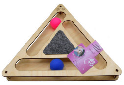 Glory Life игровой комплекс для кошек Треугольник с шариками и когтеточкой из ковра, 32х28х3,6 см