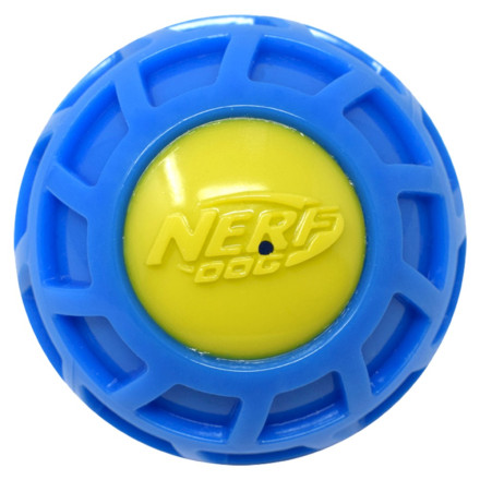NERF Микро игрушка для собак рифленый мяч из термпопластичной резины, синий зеленый - 10 см