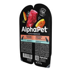 AlphaPet Superpremium влажный корм для собак с чувствительным пищеварением телятина и тыква, в ламистерах - 100 г х 15 шт