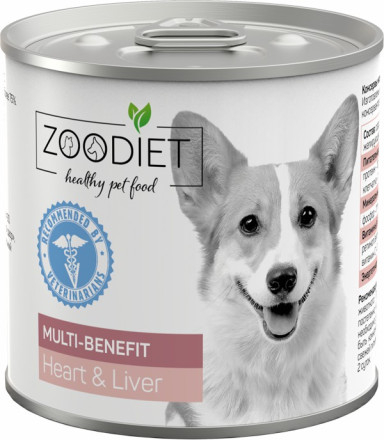 Zoodiet Multi-Benefit Heart&amp;Liver влажный корм для взрослых собак, для поддержания здоровья всего организма, с сердцем и печенью, в консервах - 240 г х 12 шт
