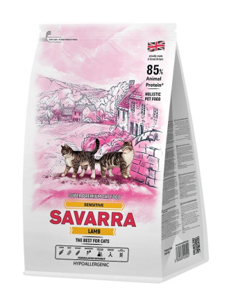 Savarra Sensitive Adult Cat сухой корм для взрослых кошек с чувствительным пищеварением с ягненком и рисом 6 кг