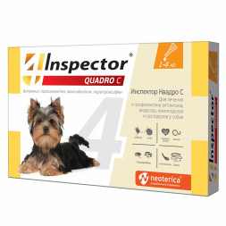 Inspector Quadro С капли от наружных и внутренних паразитов для собак весом 1-4 кг - 1 пипетка