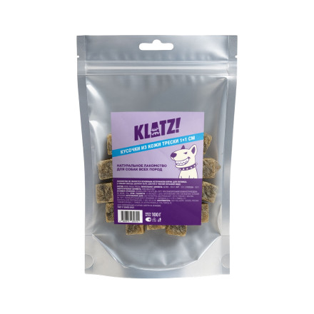 KLATZ! лакомство для взрослых собак всех пород &quot;Кусочки кожи трески&quot; 1х1 см - 100 г
