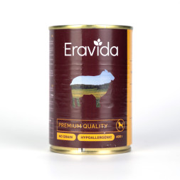 Eravida влажный корм для взрослых собак с кусочками ягненка, в консервах - 400 г х 6 шт