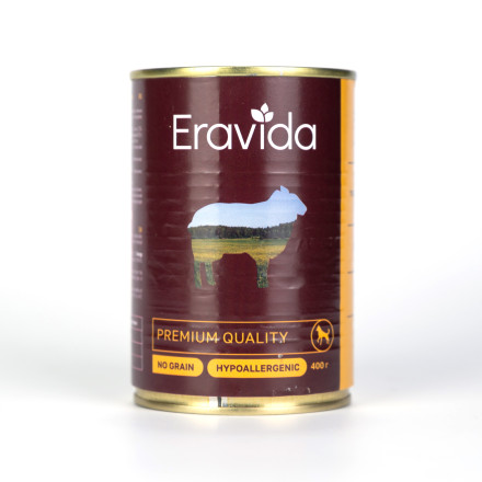 Eravida влажный корм для взрослых собак с кусочками ягненка, в консервах - 400 г х 6 шт