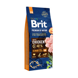 Brit Premium by Nature Senior S+M сухой корм для пожилых собак мелких и средних пород с курицей - 15 кг