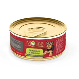 Molina влажный корм для взрослых собак с цыпленком и ягненком в желе в консервах - 85 г
