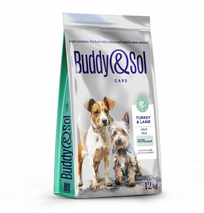 Buddy&amp;Sol Care Adult Mini сухой корм для взрослых собак мелких пород с индейкой и ягненком - 12 кг