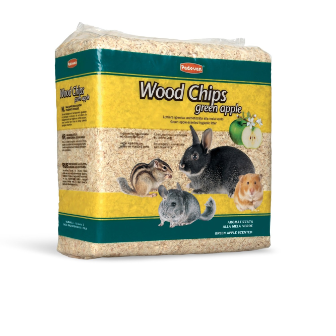 Padovan Wood Chips Green Apple наполнитель для грызунов древесные стружки с запахом яблока - 14 л
