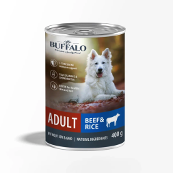 Mr.Buffalo Adult влажный корм для взрослых собак с говядиной и рисом, в консервах - 400 г х 9 шт
