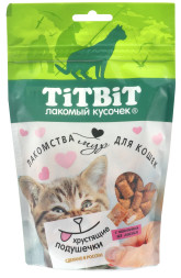TiTBiT лакомство для кошек хрустящие подушечки с паштетом из лосося - 100 г