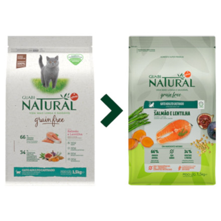 Guabi Natural Cat Sterilised Grain Free сухой беззерновой корм для взрослых стерилизованных и кастрированных котов и кошек лосось и чечевица - 7,5 кг