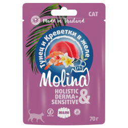 Molina паучи для кошек с тунцом и креветками, в желе - 70 г x 24 шт