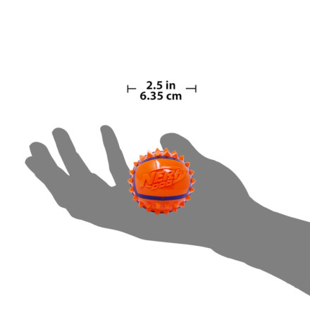 NERF игрушка для собак светящийся мяч с шипами, синий оранжевый - 6 см