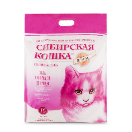 Сибирская Кошка &quot;Элитный&quot; впитывающий силикагелевый наполнитель для привередливых кошек - 16 л (7,3 кг)