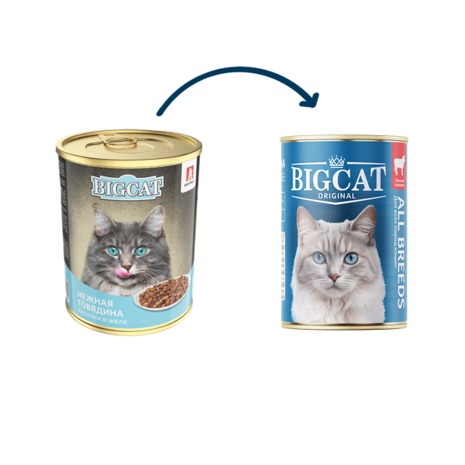 Зоогурман Big Cat влажный корм для взрослых кошек с нежной говядиной, кусочки в желе, в консервах - 350 г х 6 шт