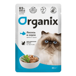 Organix паучи для взрослых кошек, с лососем, в соусе - 85 г х 25 шт