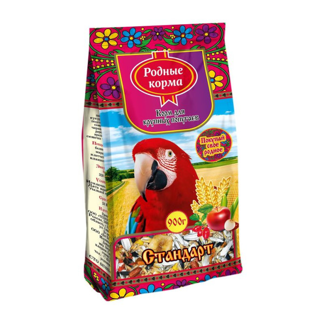 Родные Корма корм для крупных попугаев стандарт - 900 г