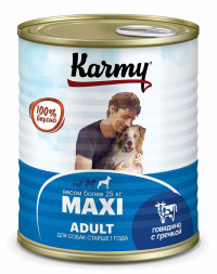 Karmy Maxi Adult влажный корм для взрослых собак крупных пород с говядиной и гречкой, в консервах - 850 г х 6 шт