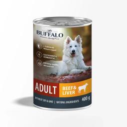 Mr.Buffalo Adult влажный корм для взрослых собак с говядиной и печенью, в консервах - 400 г х 9 шт