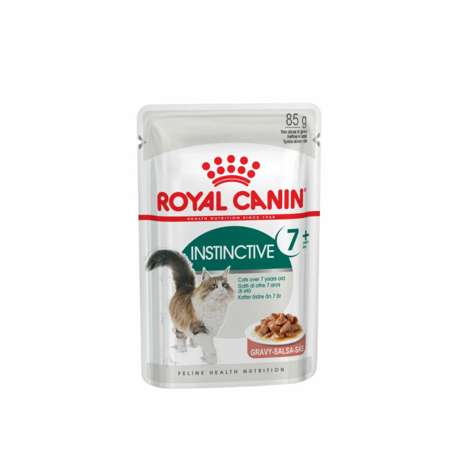 Royal Canin Instinctive 7+ влажный корм для пожилых кошек старше 7 лет, мелкие кусочки в соусе, в паучах - 85 г х 28 шт