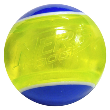 NERF игрушка для собак светящийся мяч прозрачный, синий зеленый - 8 см