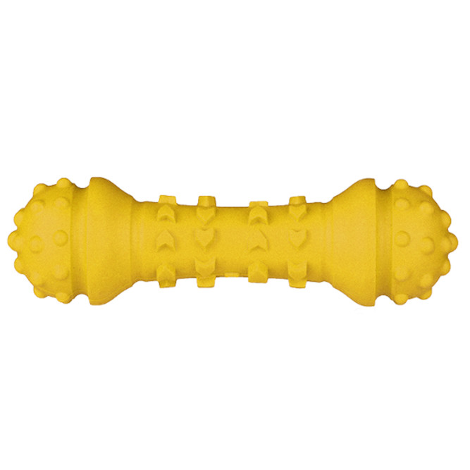 Mr.Kranch игрушка для собак Гантель дентальная с ароматом сливок, желтая, 18 см