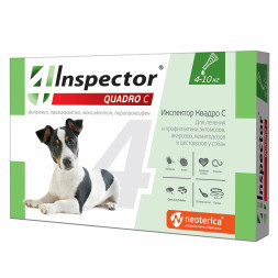 Inspector Quadro С капли от наружных и внутренних паразитов для собак весом 4-10 кг - 1 пипетка
