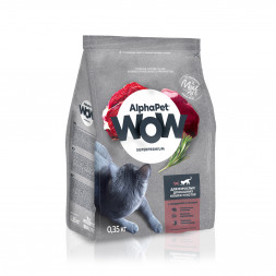 AlphaPet WOW Superpremium сухой полнорационный корм для взрослых домашних кошек и котов c говядиной и печенью - 350 г